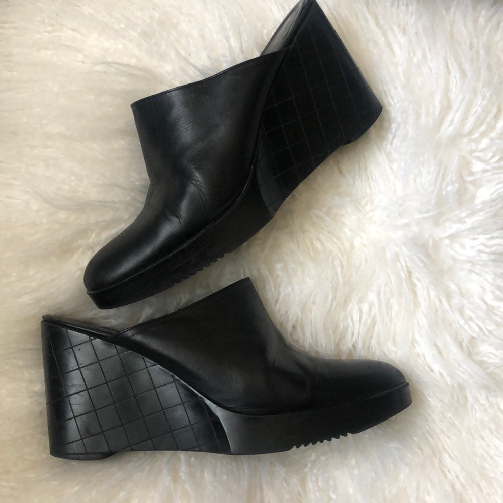 Vintage ROBERT CLERGERIE High Heel Mules slides Shoes Leather Chunky Platform - Picture 2 of 11